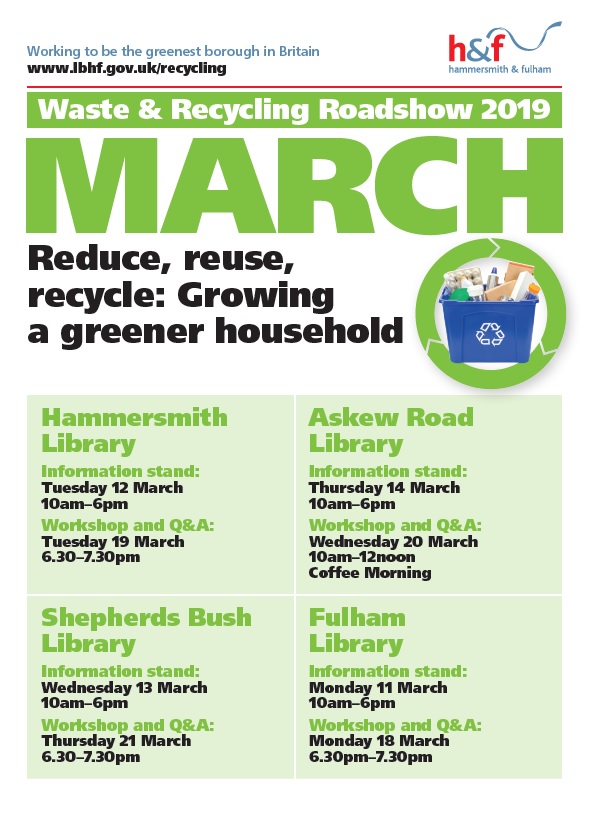 recycling march 2019 poster with dates